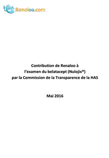 Contribution de Renaloo à l’examen du belatacept (Nulojix®) par la Commission de la Transparence de la HAS